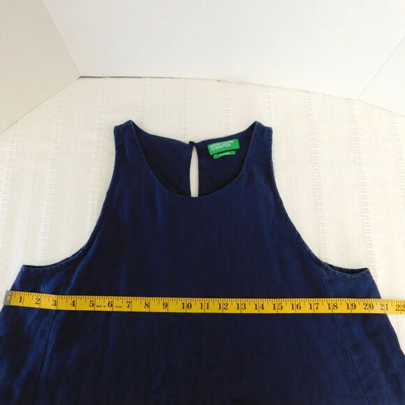 United Color of Benetton Dress Medium Linen Sundress Sleeveless Coastal A-Line - Picture 6 of 12